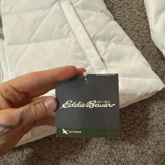 NWT Eddie Bauer Womens White Jacket Down Highland Snow Puffer Soft Shell Ski‎ XS - Picture 3 of 16